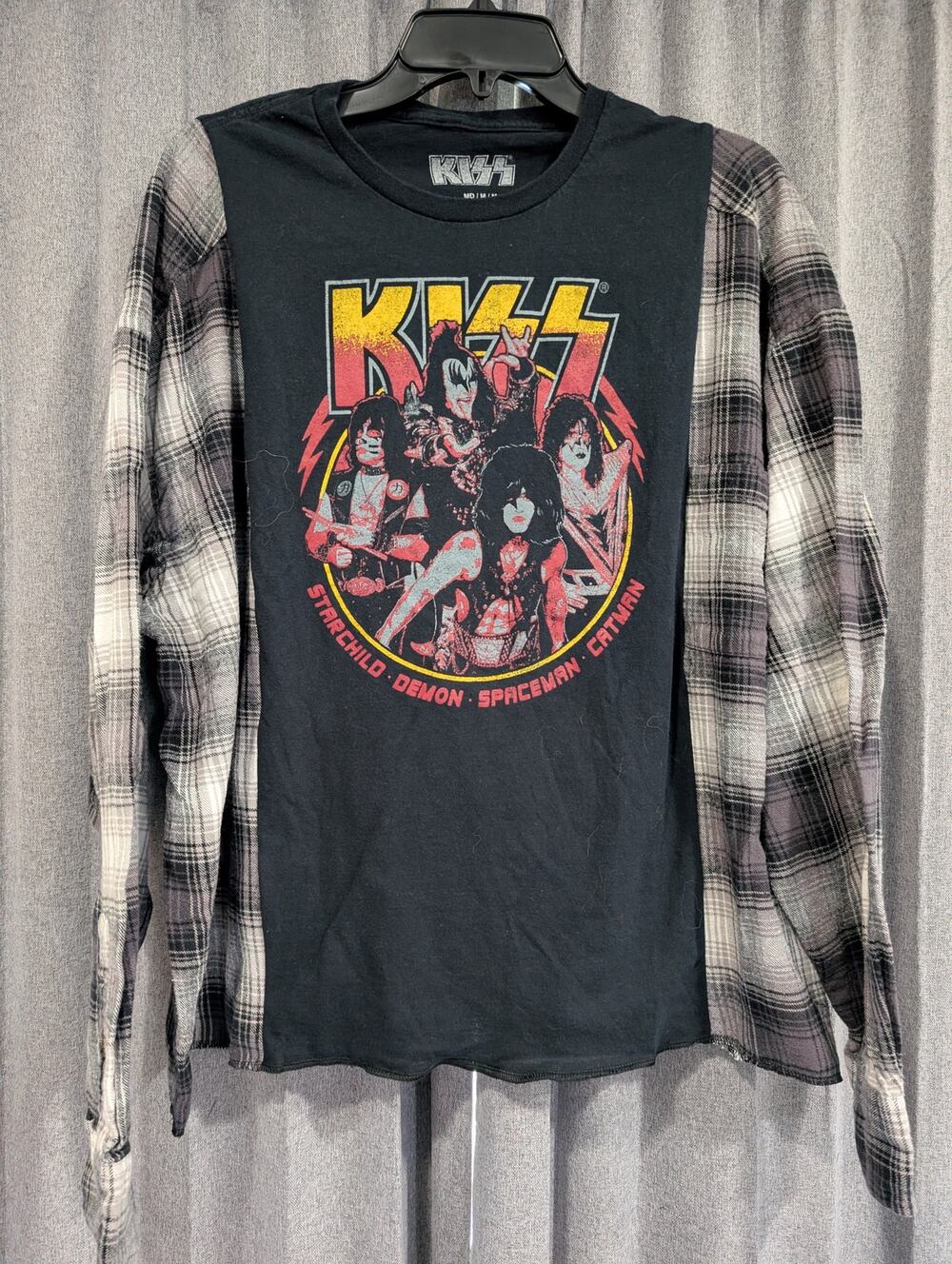 Upcycled Flannel Mash Up Top - Kiss
